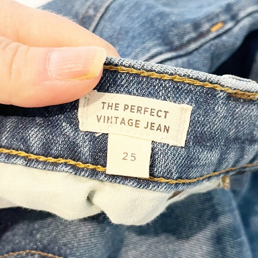 Madewell High Rise Raw Hem Perfect Vintage Jeans Blue 25