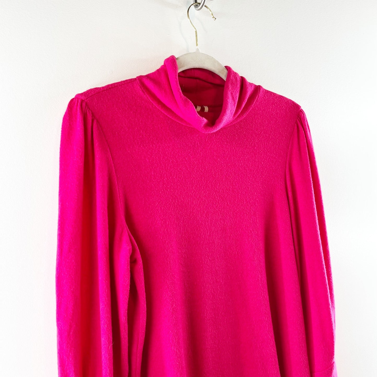 Anthropologie Puff Long Sleeve Turtleneck Top Pink Medium