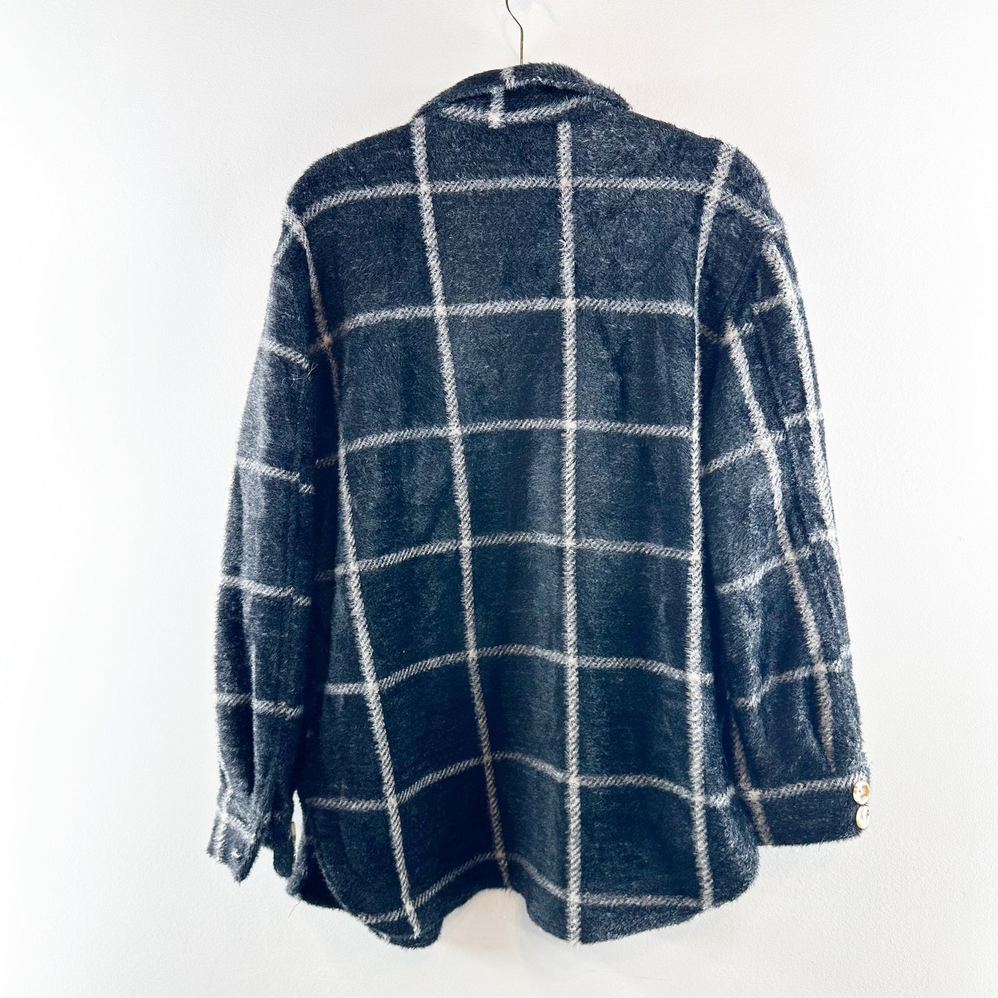 Z Supply Plaid Trucker Jacket Shacket Washed Black XS