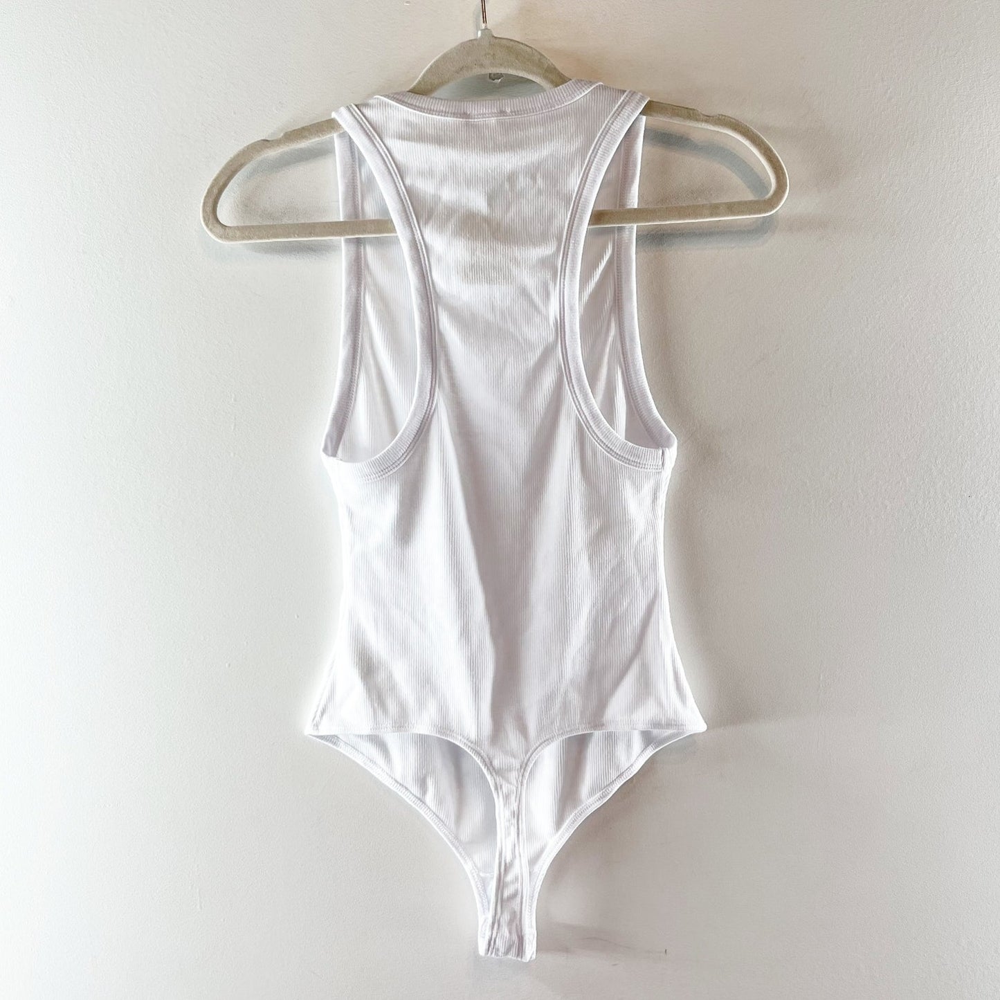 Free People Brexley Ribbed High Neck Thong Sleeveless Tank Bodysuit White XS