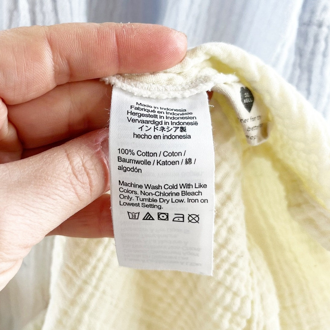 Madewell Tie-Dye Lightspun Button-Front Gauze Cotton Midi Dress Blue Yellow M