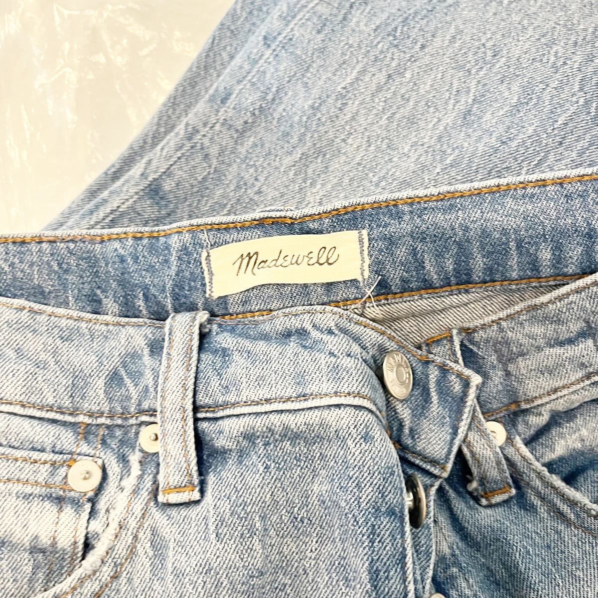 Madewell Mid Rise Cali Demi Boot Cropped Kick Flare Button Fly Jeans Blue 25