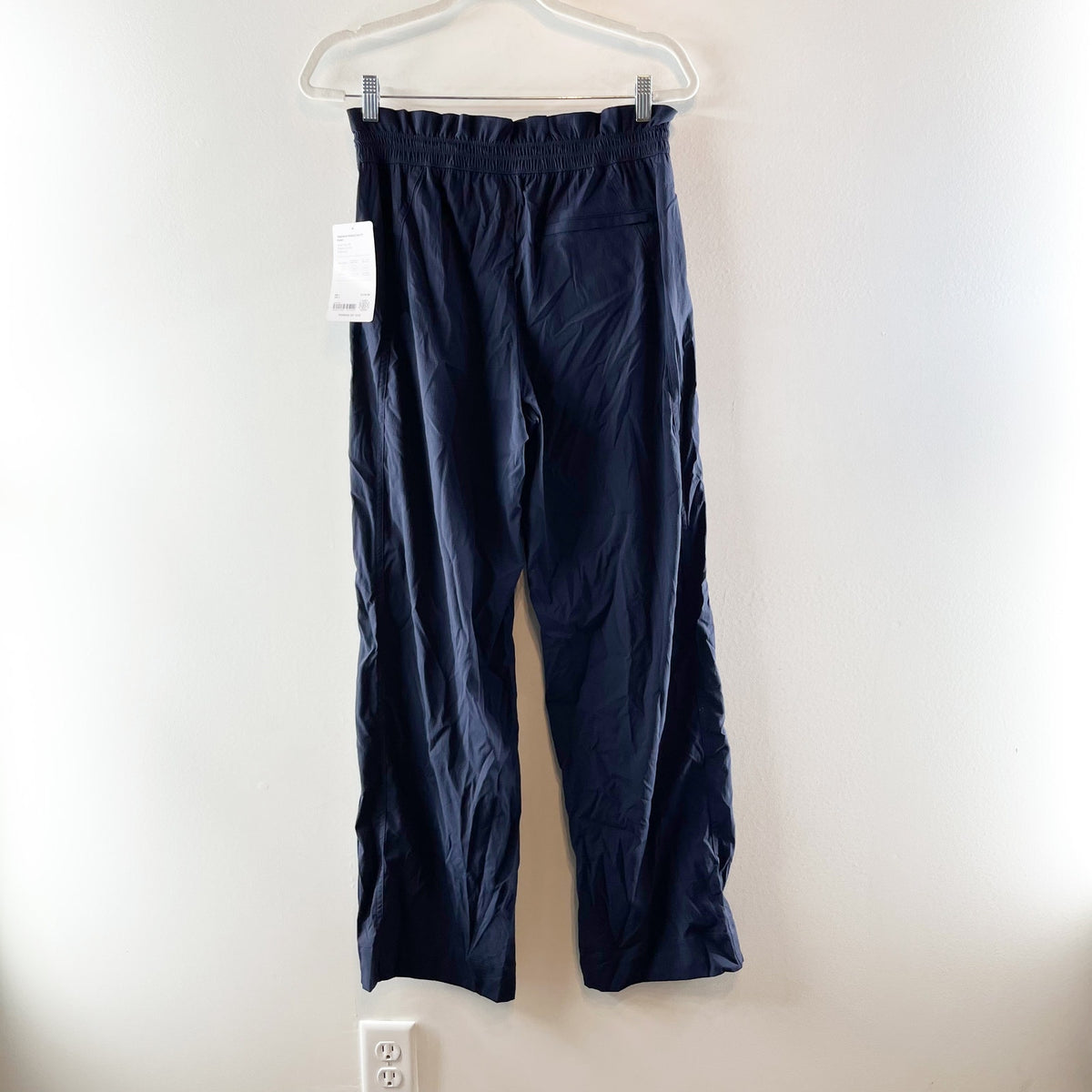 Athleta Trekkie High Rise Parachute Wide Leg Track Pants Navy Blue 4