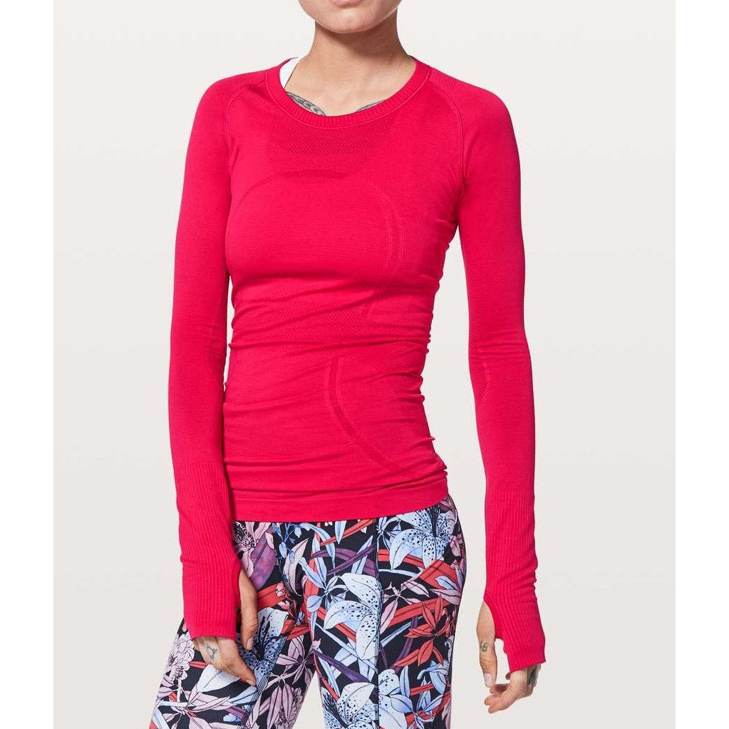 Lululemon Athletica Swiftly Tech Long Sleeve Crew T-Shirt Top Flamenco Red 6