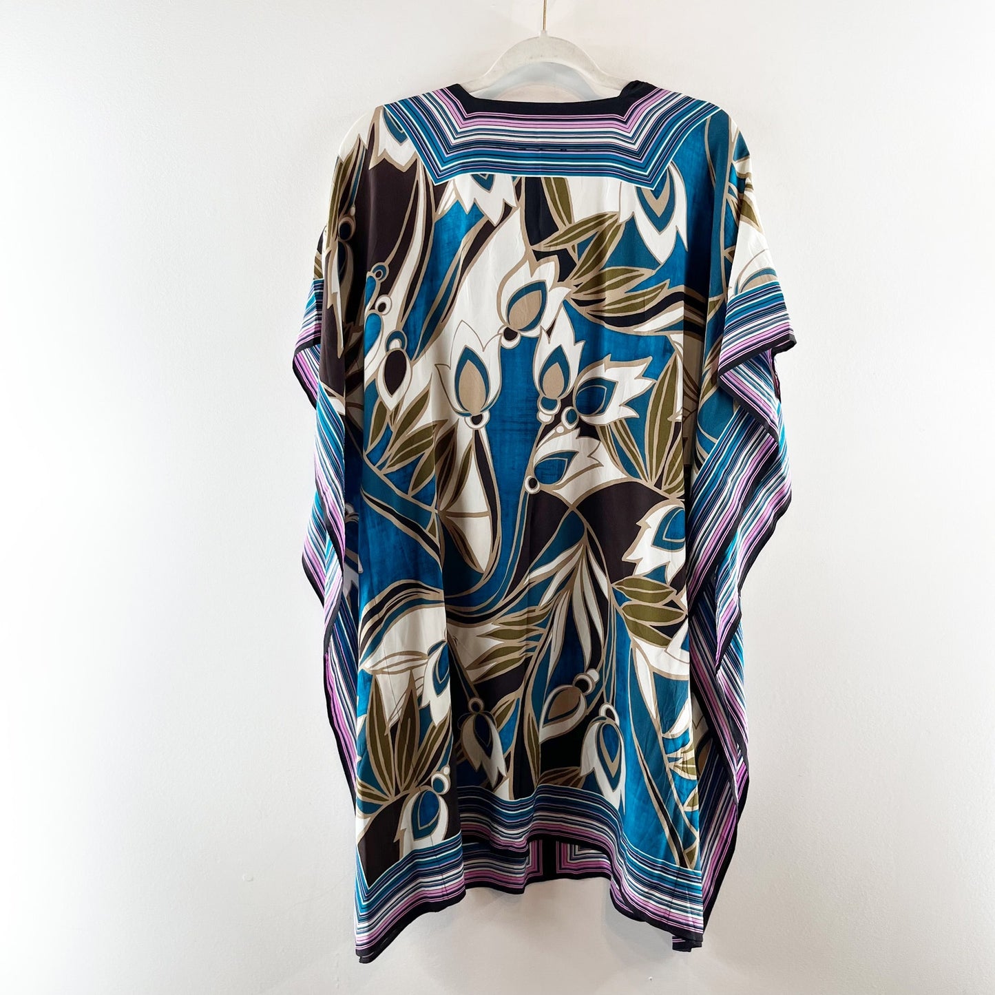 Trina Turk Theodora Tropical Kimono Sleeve V-Neck Kaftan Mini Dress Multi XS / S