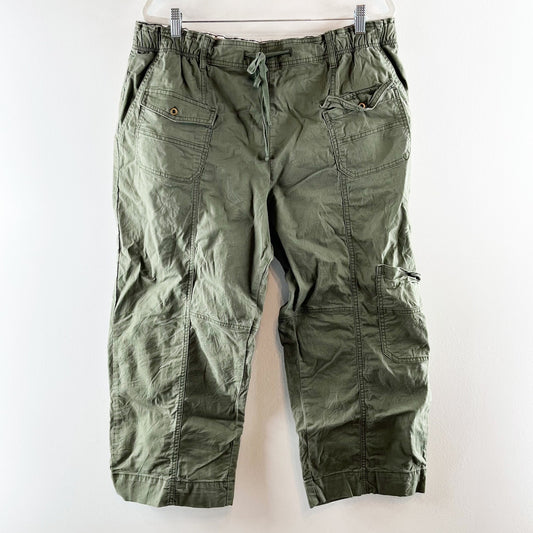 Pilcro Anthropologie High Rise Wide Leg Cropped Utility Pants Green XL