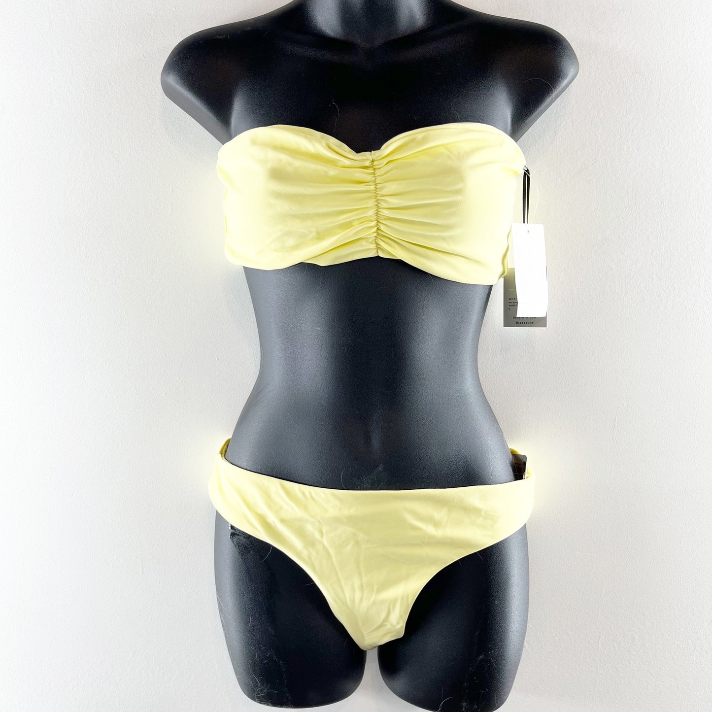 Jade Swim Ava Ruched Strapless Bandeau Top and Lure Bottoms Bikini Set Sorbet