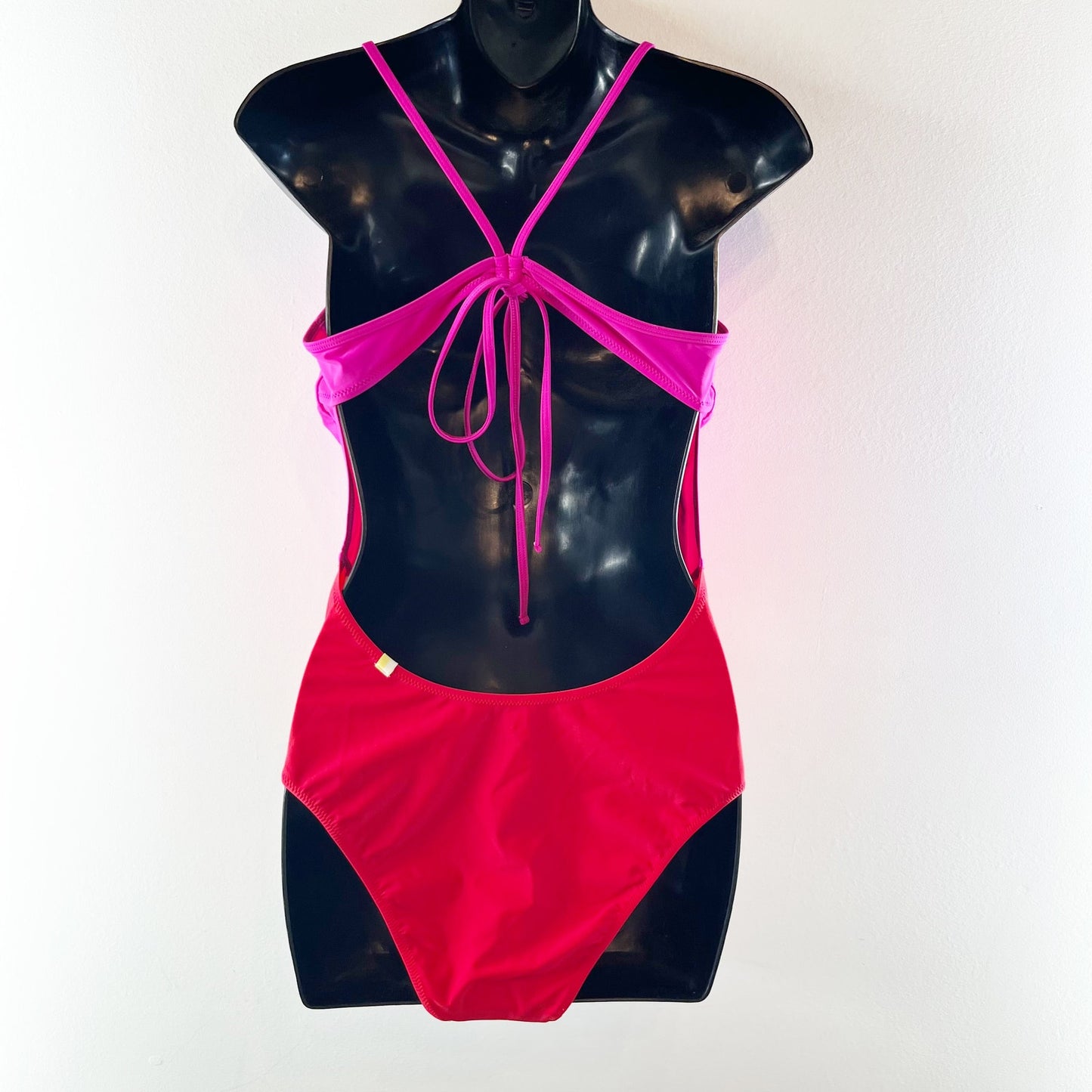 Summersalt The Swan Dive Cutout Colorblock One Piece Swimsuit Pink Red 10