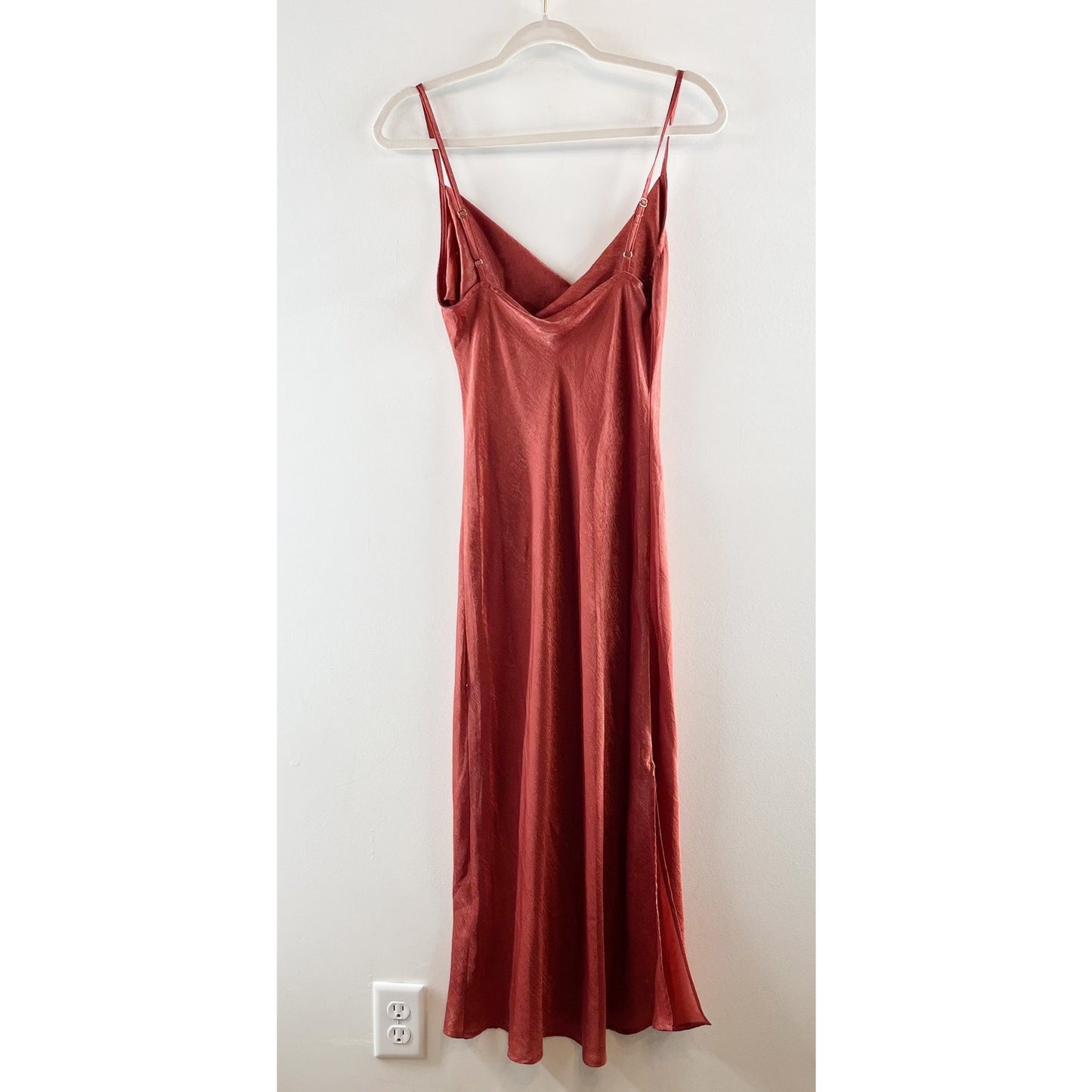 Hutch Anthropologie Sleeveless Cowl Neck Midi Slip Dress Rust Red Petite Small