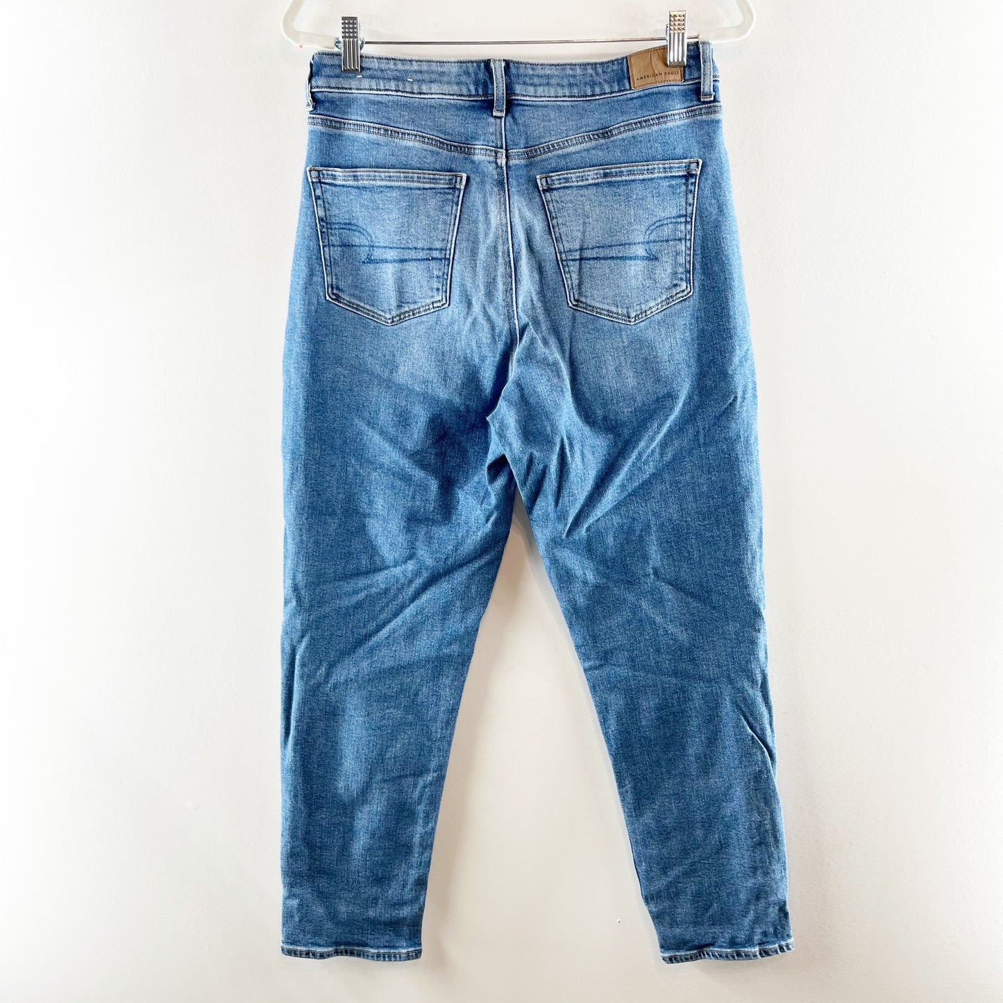 American Eagle High Rise Stretch Mom Jeans Blue 8