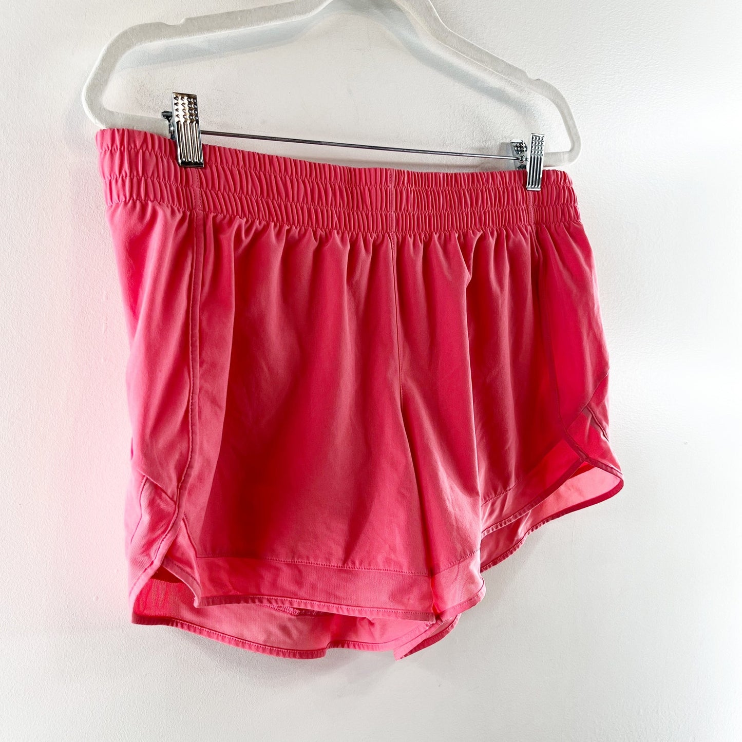 Athleta High Rise Mesh Racer Run Lined Running Shorts Coral Pink Large