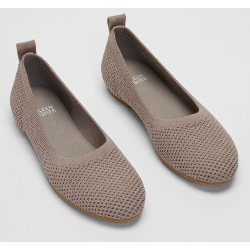 Eileen Fisher Naomi Recycled Stretch Knit Ballet Flats Taupe Beige Tan 9.5
