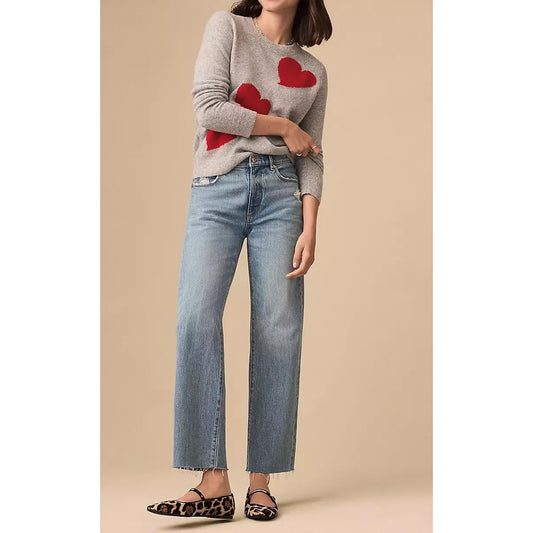 LOFT High Rise Straight Leg Raw Cut Hem Jeans Blue 14 / 32