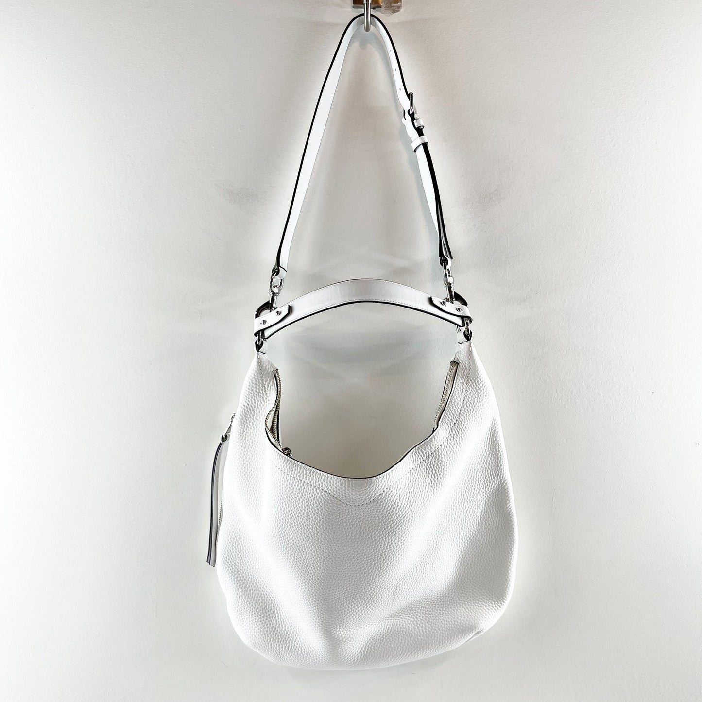 Rebecca Minkoff Michelle Leather Medium Shoulder Hobo Handbag White