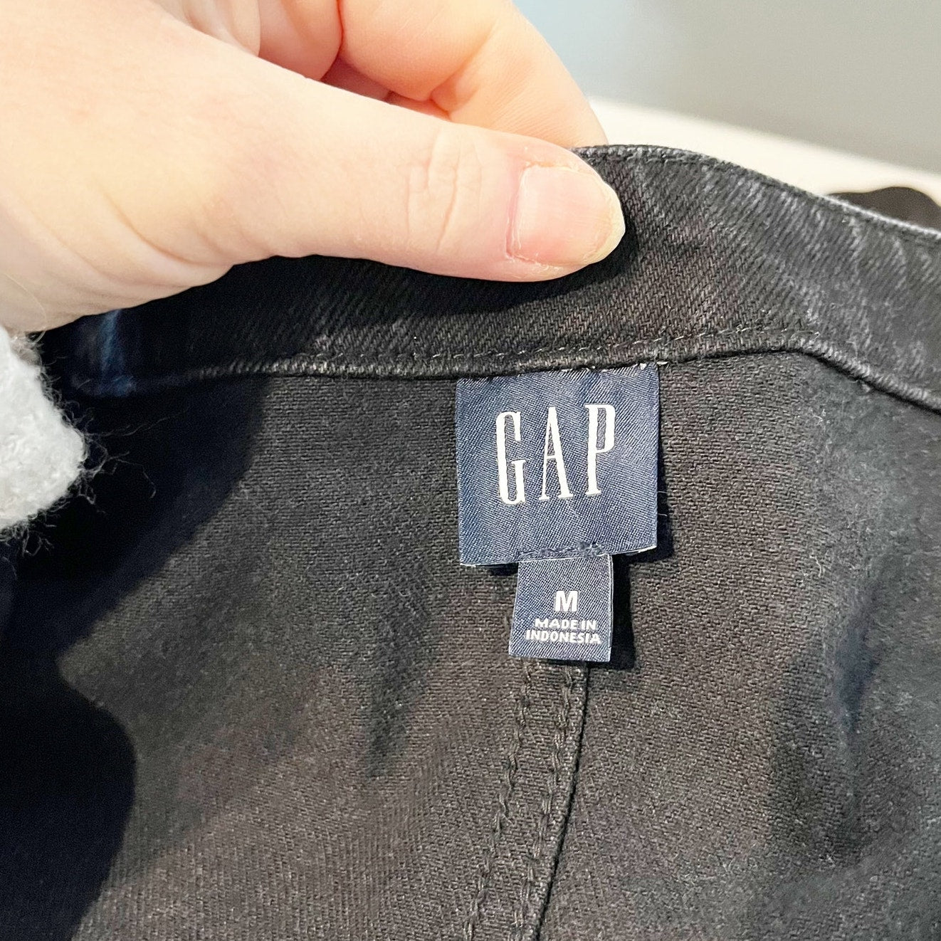 GAP Long Barrel Sleeve Denim Button Up Cotton Mini Dress Black Medium