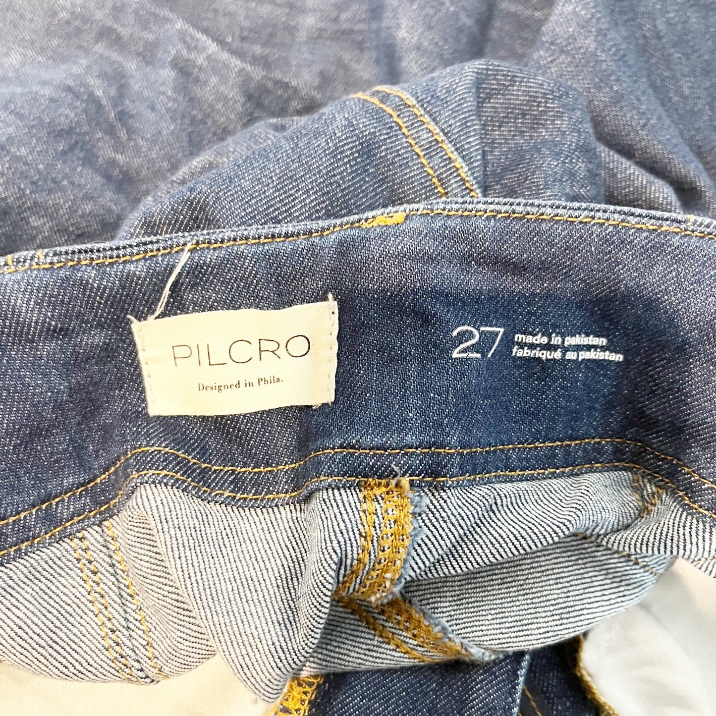 Pilcro Anthropologie High Rise Straight Leg Trouser Jeans Dark Wash Blue 27
