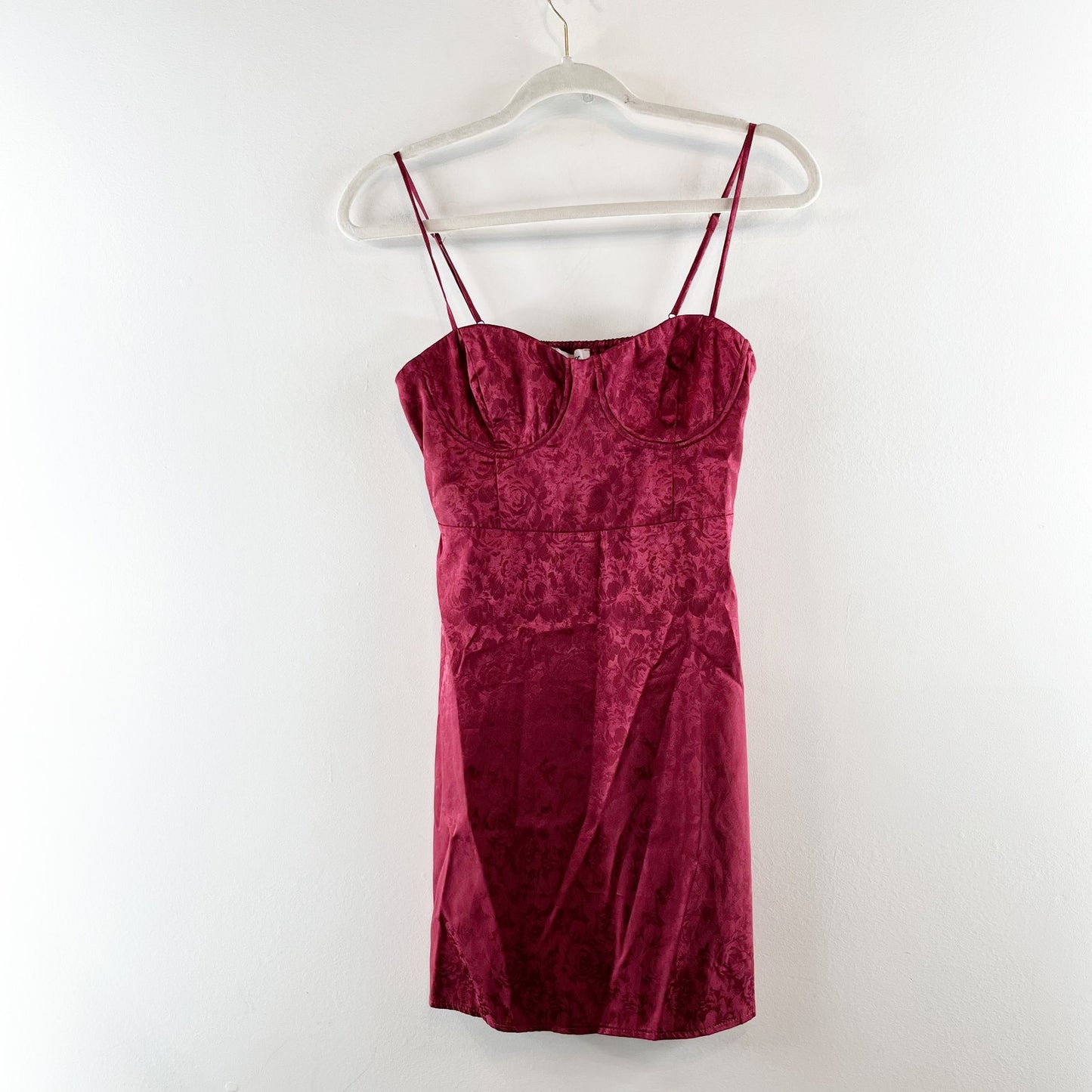 Princess Polly Diva Satin Floral Sleeveless Underwired Mini Dress Red 4