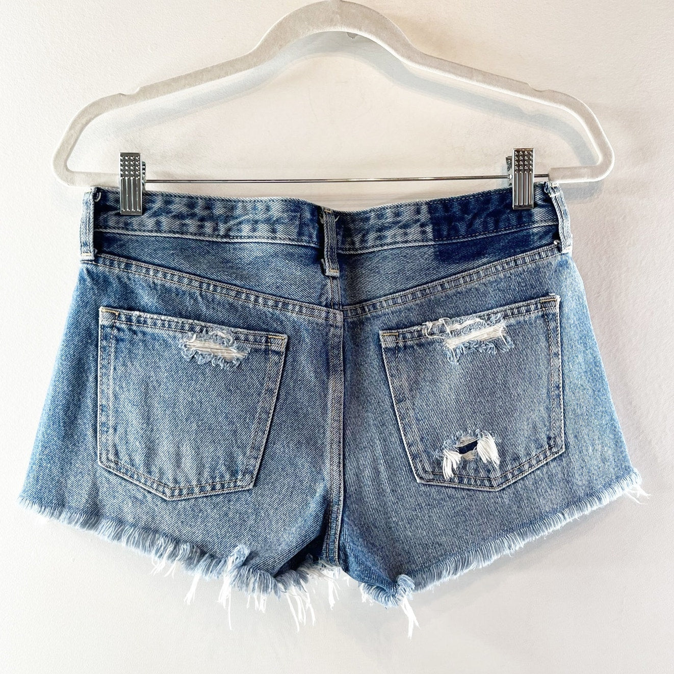 Abercrombie & Fitch Harper Low Rise Distressed Denim Jean Shorts Blue 27 / 4