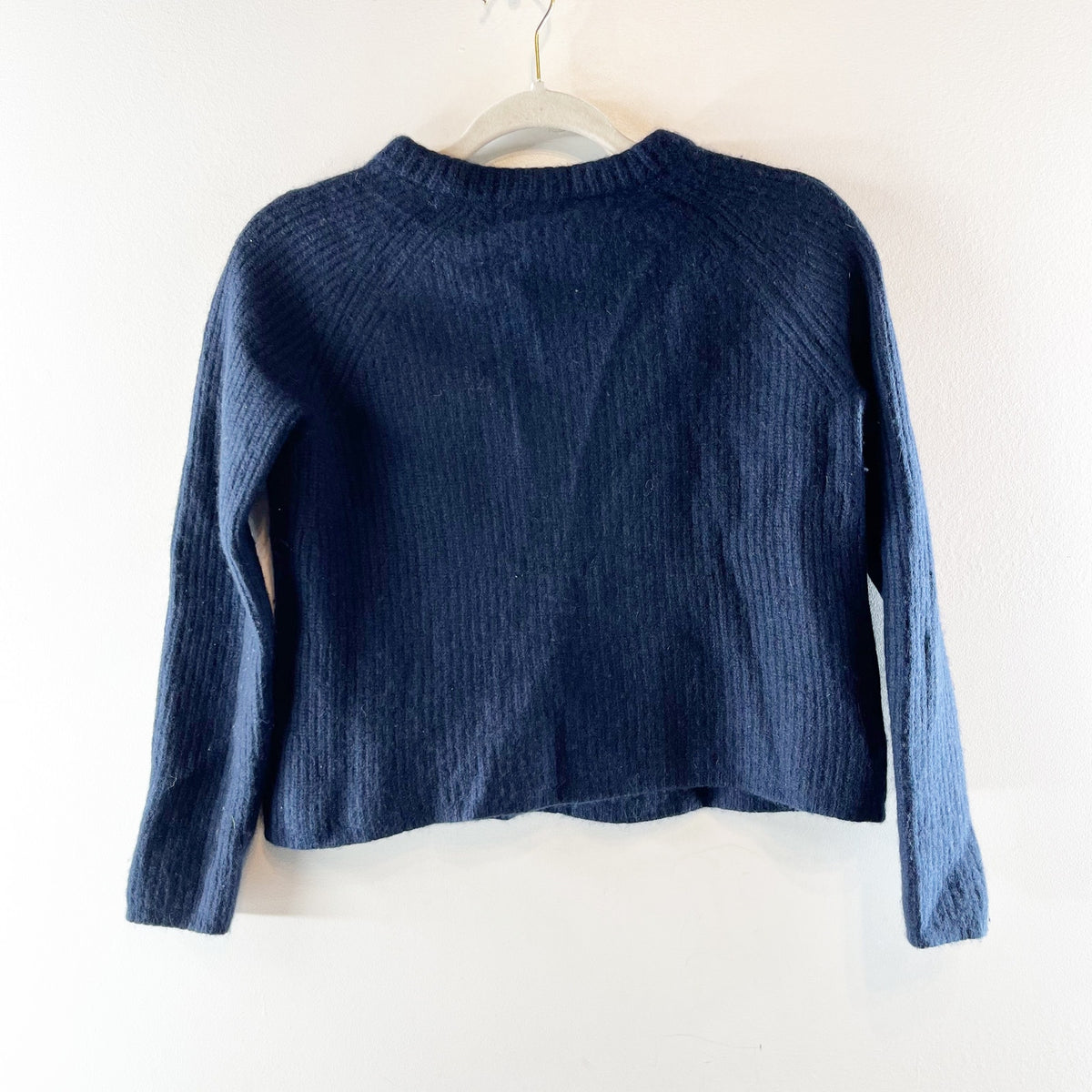 Jenni Kayne 100% Cashmere Long Sleeve Boxy Fisherman Sweater Navy Small