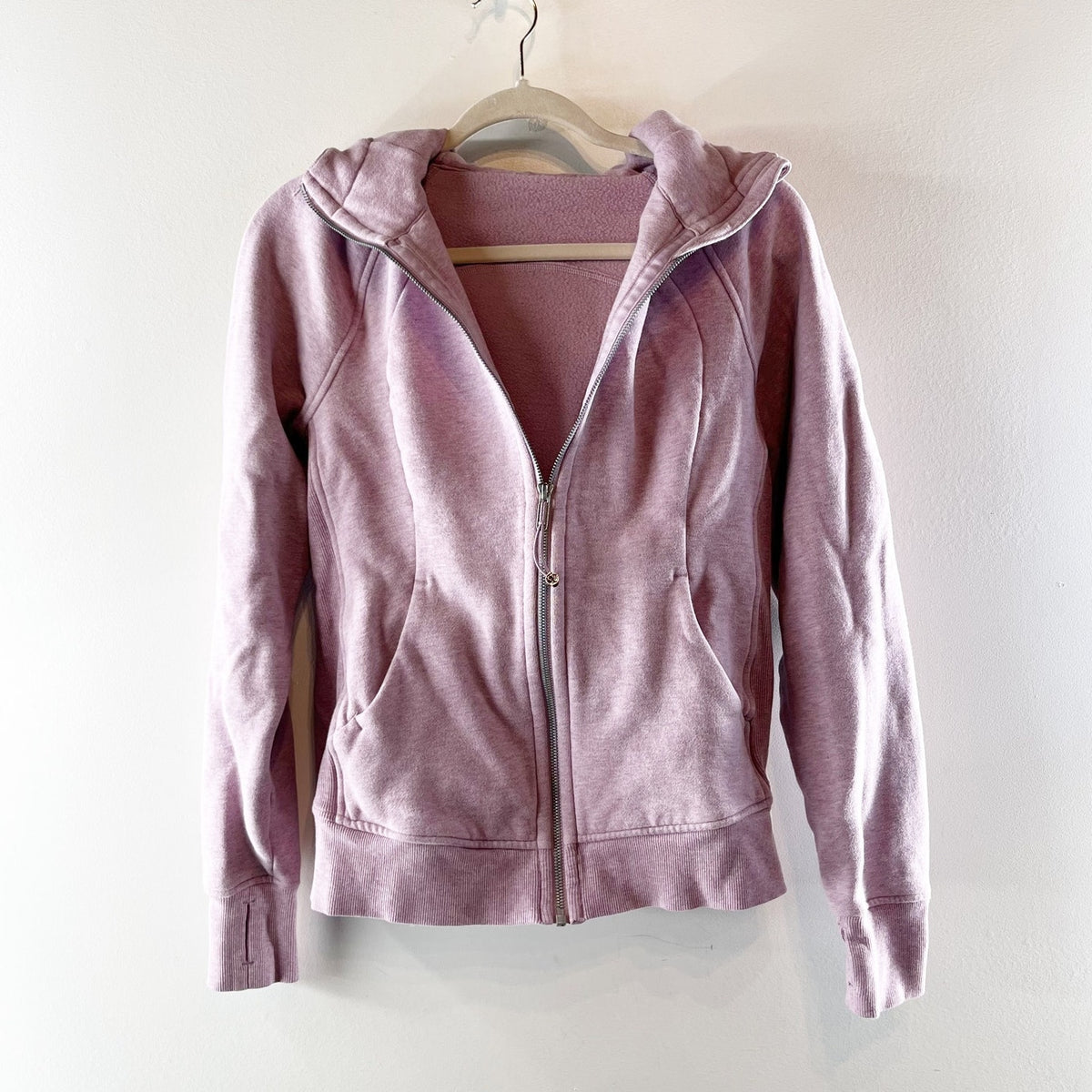 Lululemon Scuba Hoodie Light Cotton Fleece Heathered Dusty Rose Pink 8