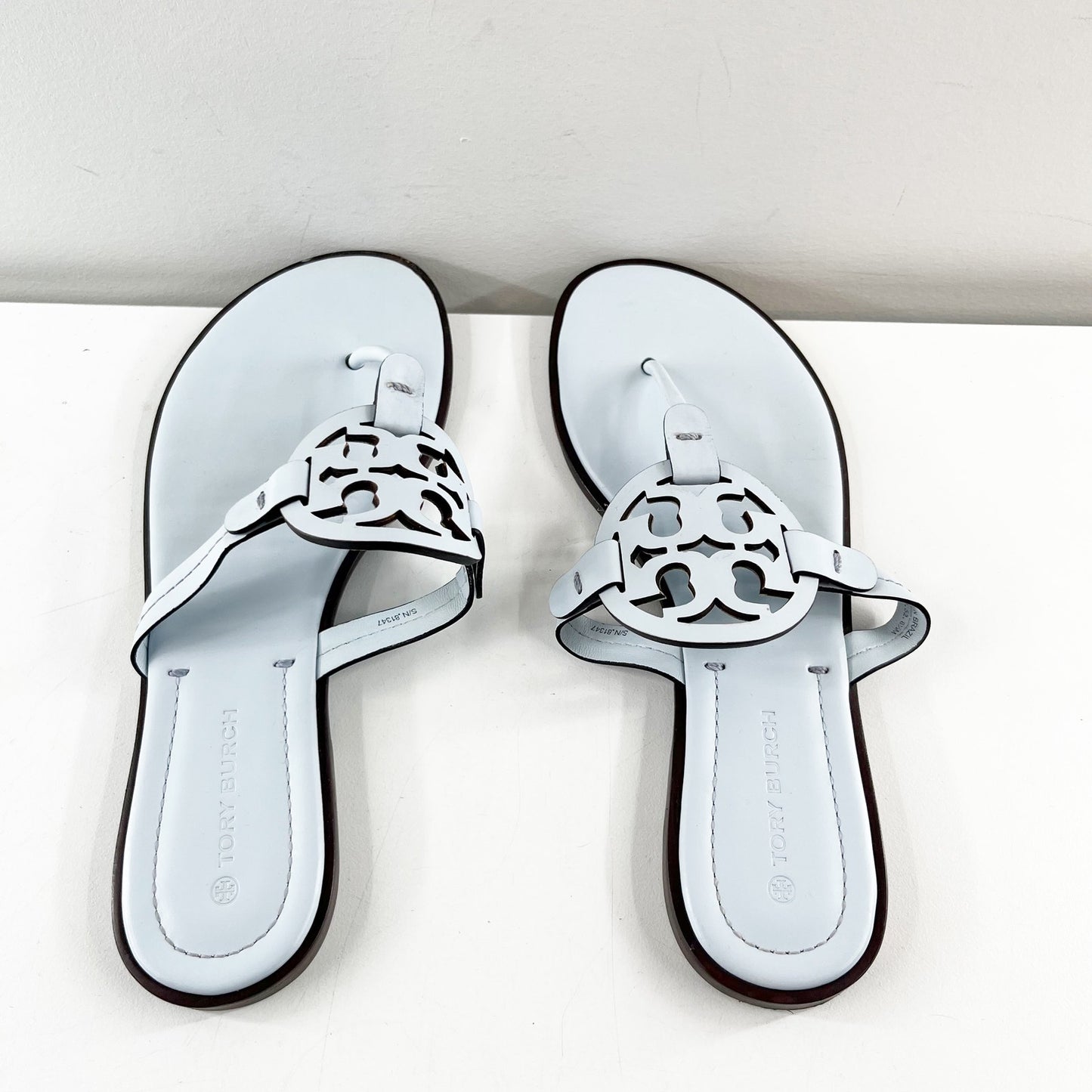 Tory Burch Miller Welt Thong Leather Sandals Pastel Blue 8.5