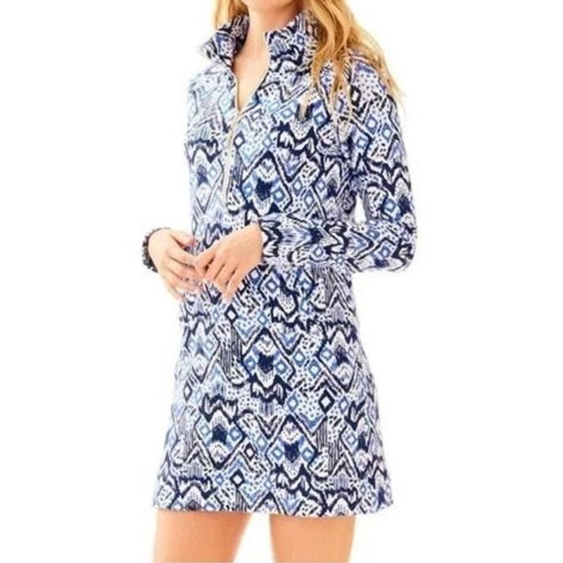 Lilly Pulitzer Skipper Beckon Oh My Cod Popover French Terry Dress Blue Small