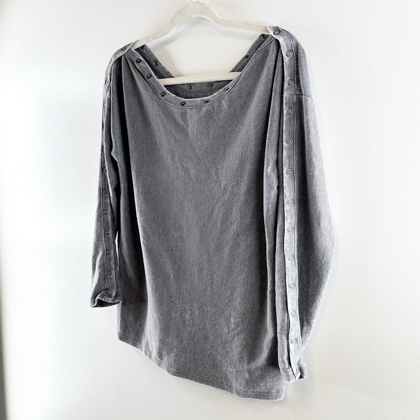 Chaser Cotton Blend Long Sleeve Scoop Neck Snap Closure Thermal T-Shirt Gray S