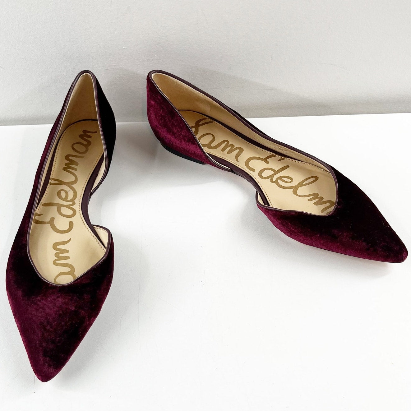 Sam Edelman Dorsay Reema Velvet Pointed Toe Flats Shoes Burgundy Maroon 8.5