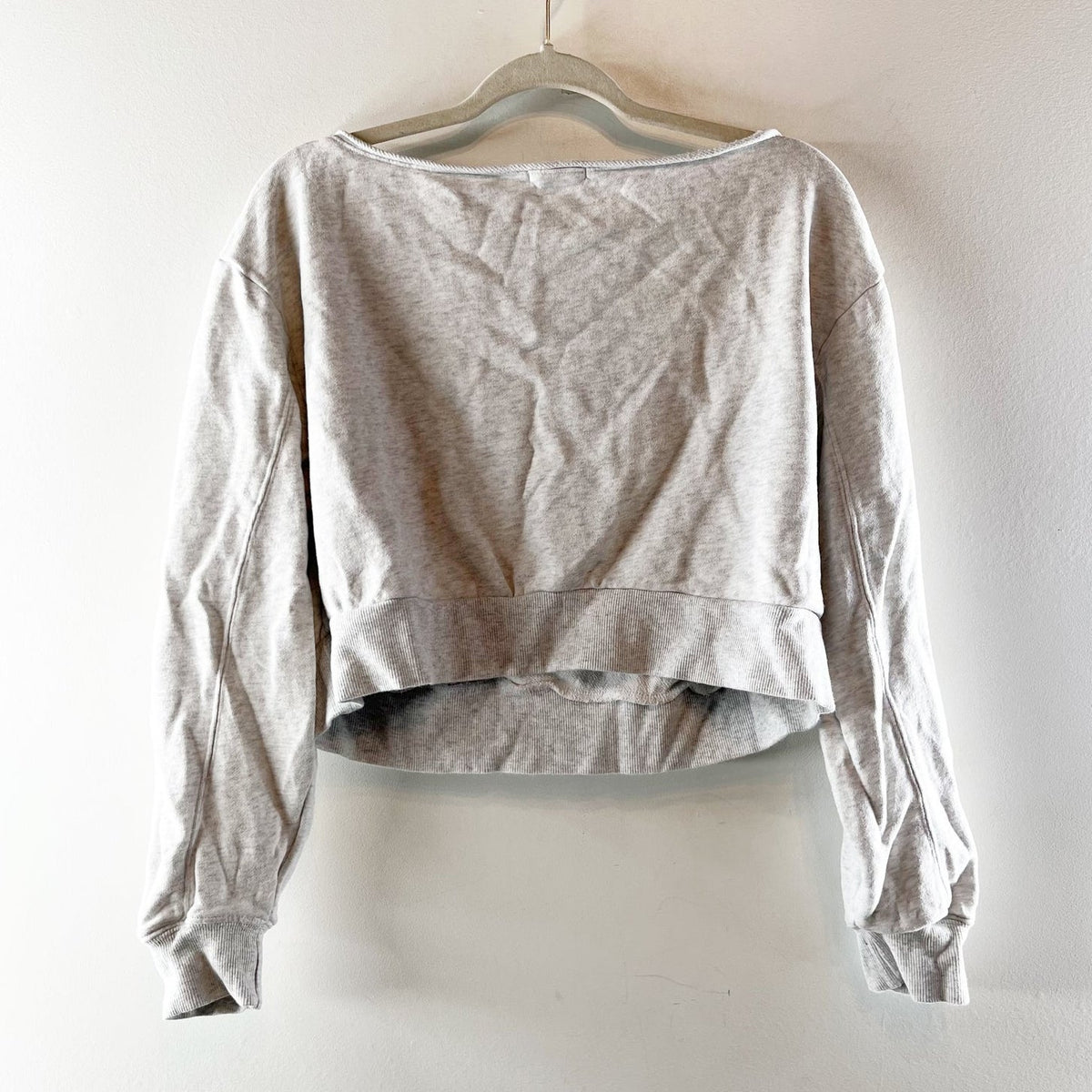 Garage Off Shoulder Long Sleeve Pullover Sweatshirt Gray Small