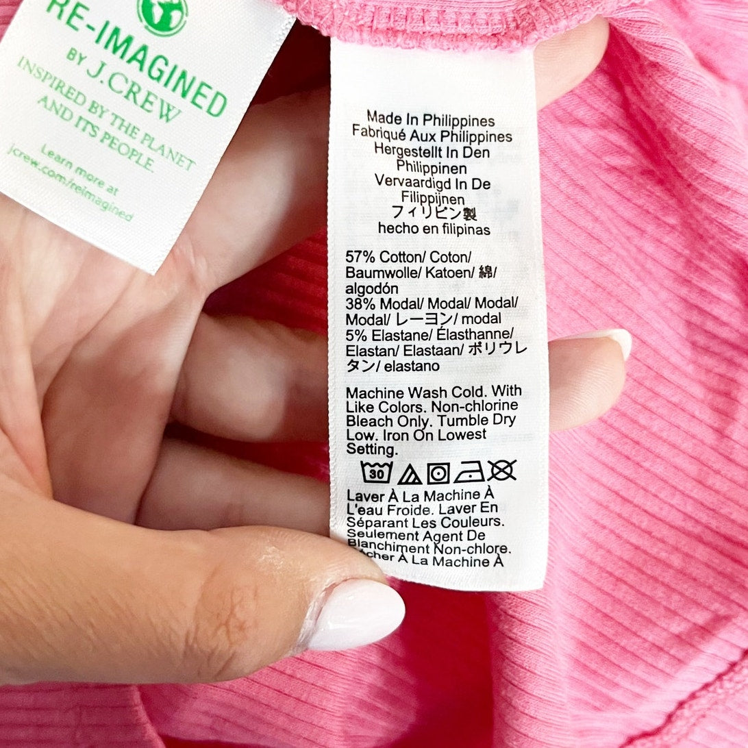 J. Crew Vintage Rib Ruffle Sleeve Shirt Tank Top Pink XS