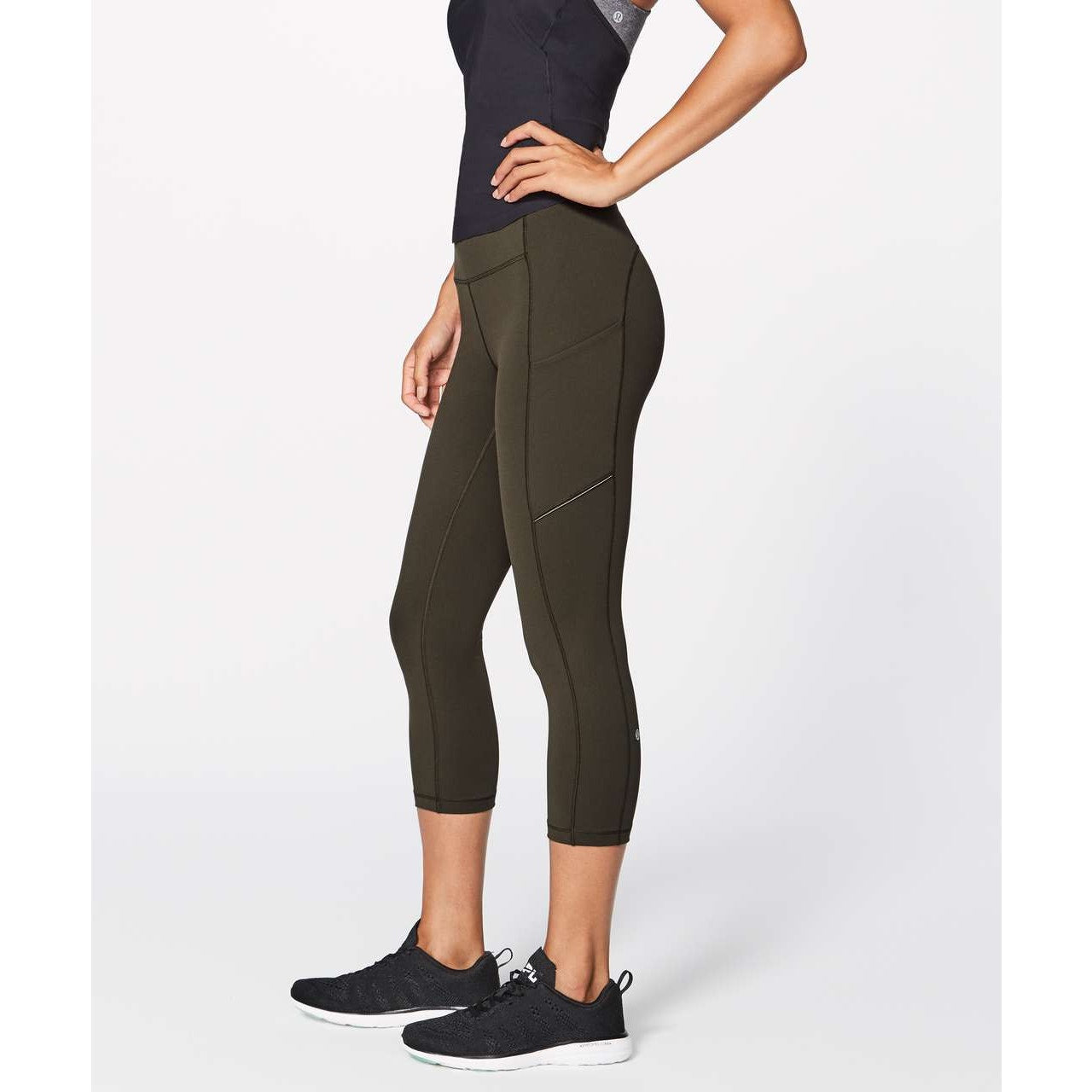 Lululemon Speed Up Crop 21" Leggings w Pockets Dark Olive Green 6