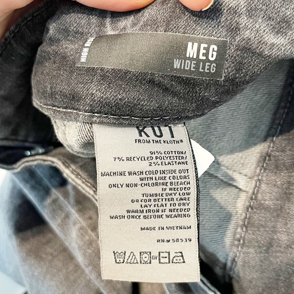 Kut From the Kloth Meg High Rise Wide Leg Utility Jeans Gray Unification 10