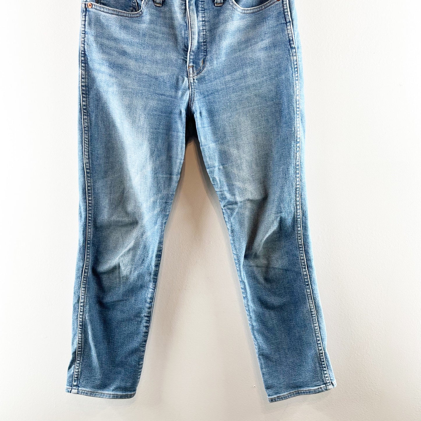 Madewell High Rise Ankle Straight Stovepipe Jeans in Euclid Wash Blue 27 / 4