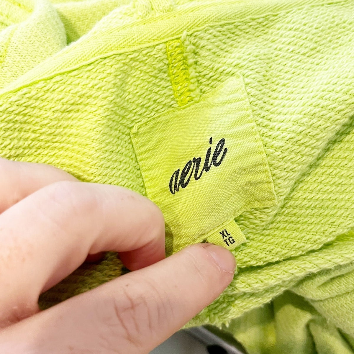 Aerie Scoopneck Long Sleeve Overszied Crop Sweatshirt Neon Green XL