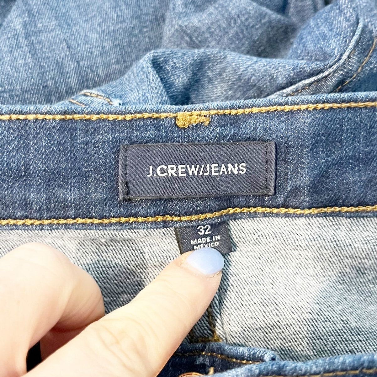 J. Crew Mid Rise Billie Demi Boot Crop Raw Hem Jeans Blue 32 / 14