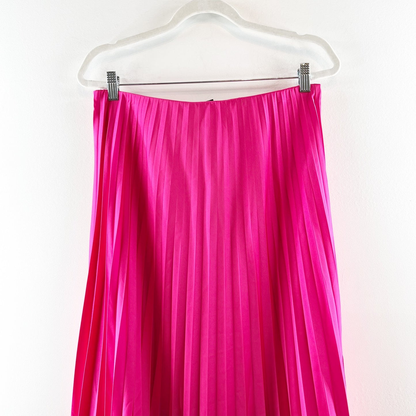 J. Crew Gwyneth Pleated Midi Satin Slip Skirt Pink Medium