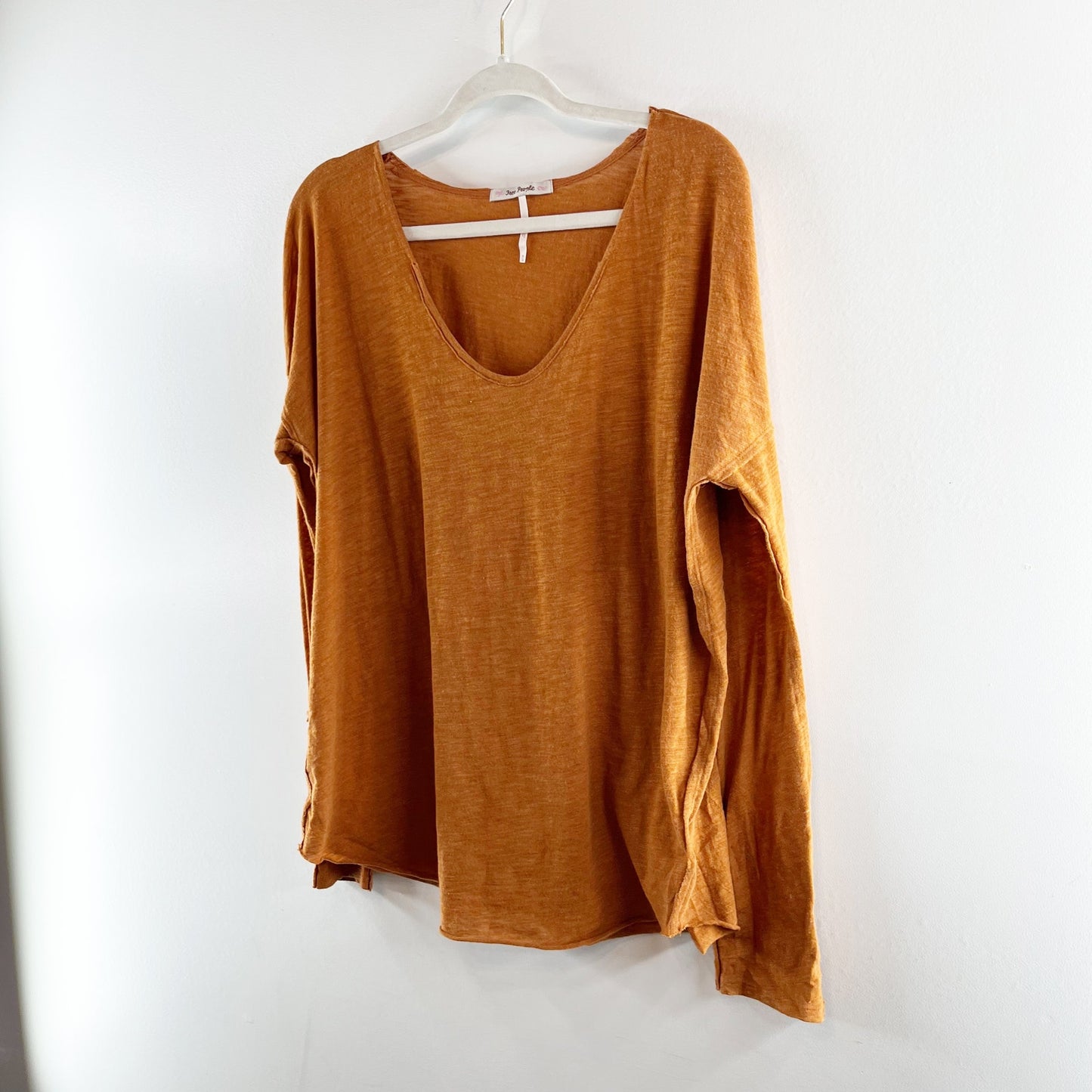 Free People Sienna Snap Cuff Scoopneck Oversized Tee Shirt Gold Bronze Medium