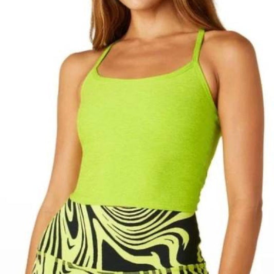 Beyond Yoga Spacedye Slim Cropped Tank Top Neon Lime Green Small