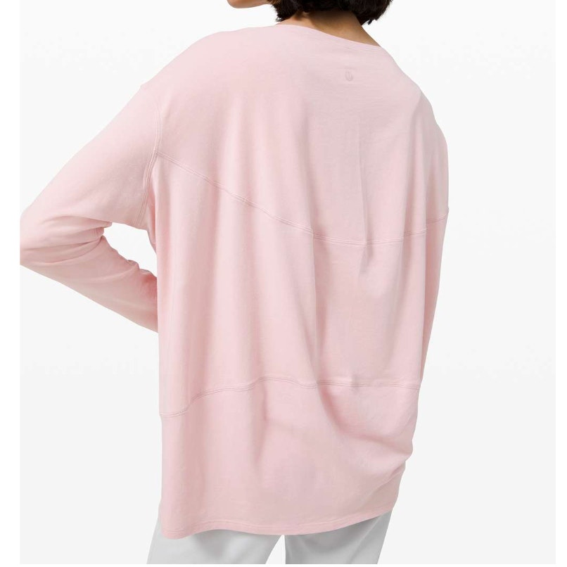 Lululemon Back in Action Long-Sleeve Boatneck Activewear T-Shirt Porcelain Pink