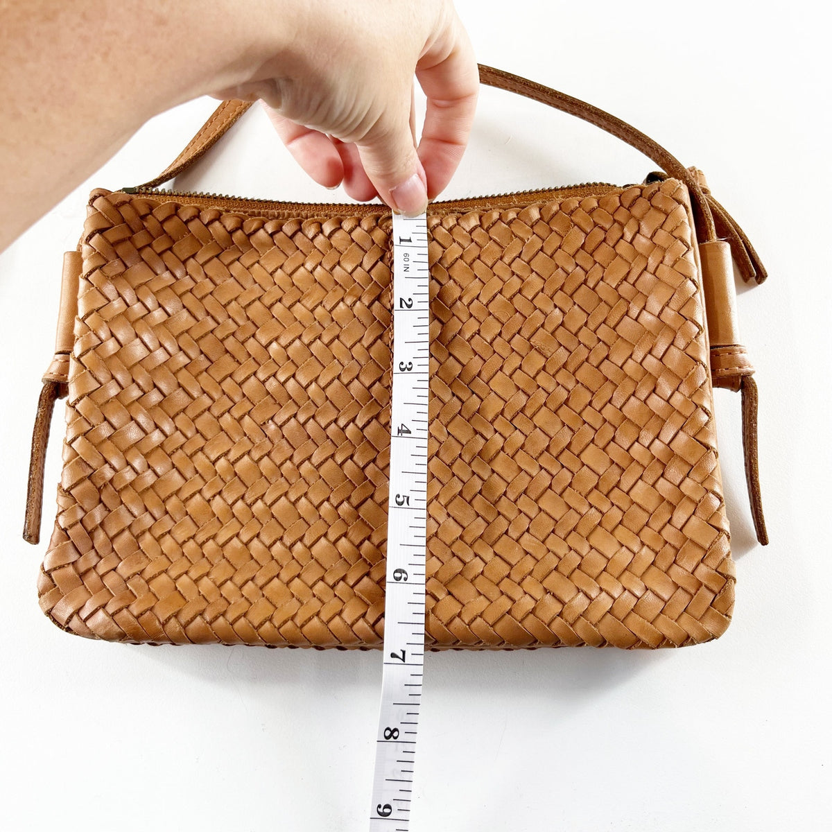 Madewell The Knotted Woven Leather Crossbody Bag Purse Tan Brown