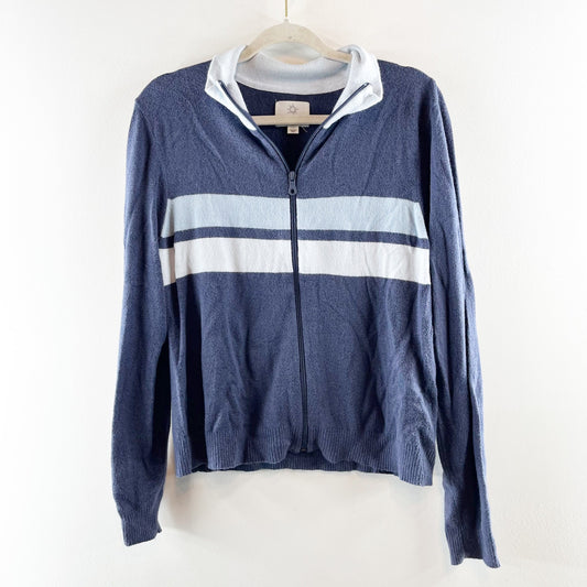 OFFLINE by Aerie Long Sleeve Sweater Track Jacket Fresh Bright Navy Blue Large