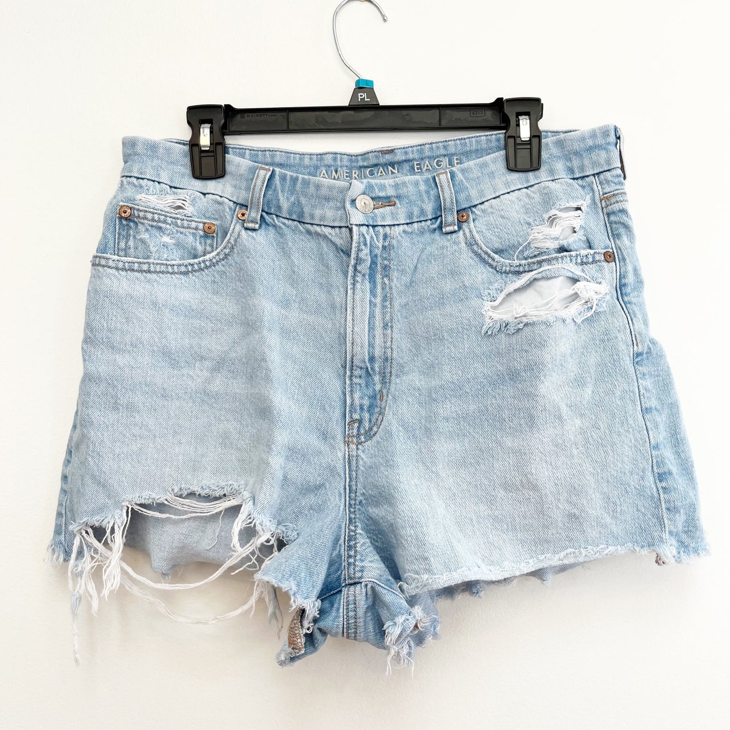 American Eagle Curvy '90s High Rise Boyfriend Denim Jean Shorts Blue 14