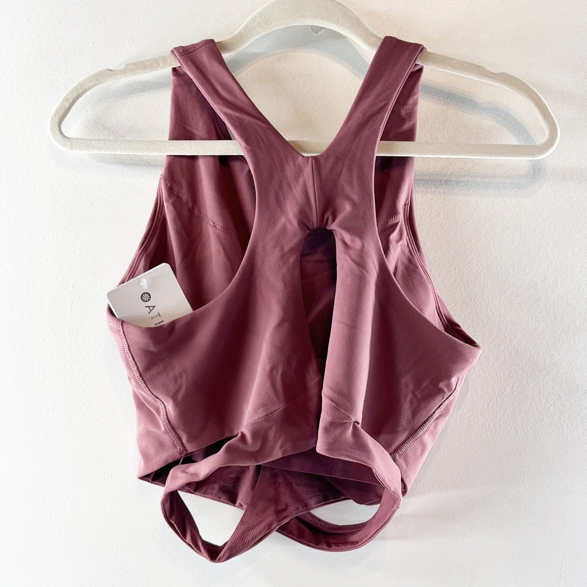 Athleta Conscious Cut-Out Crop Sport Bra Tank Top D-DD Tawney Rose Pink Medium