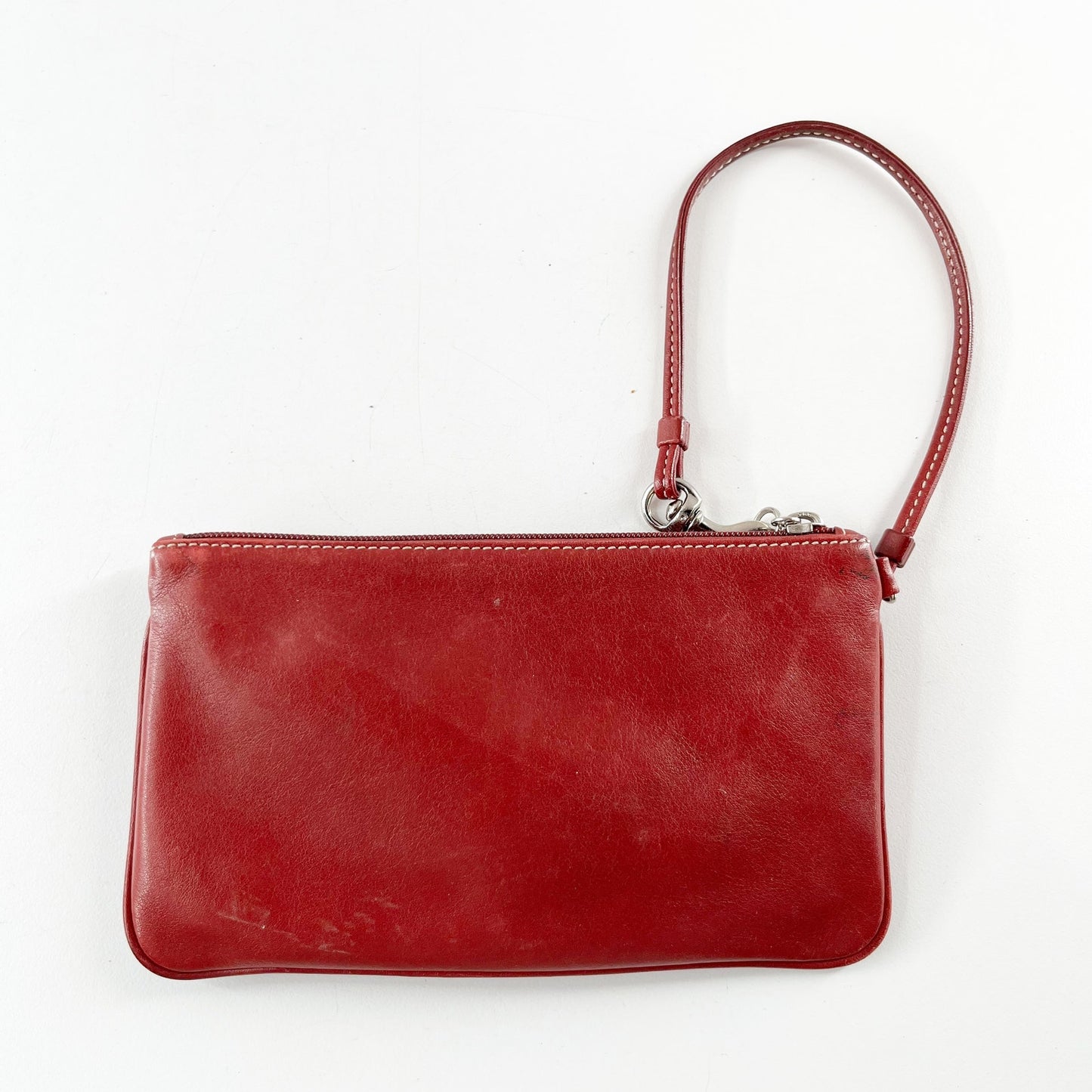 Coach Leather Flap Wristlet Wallet Red