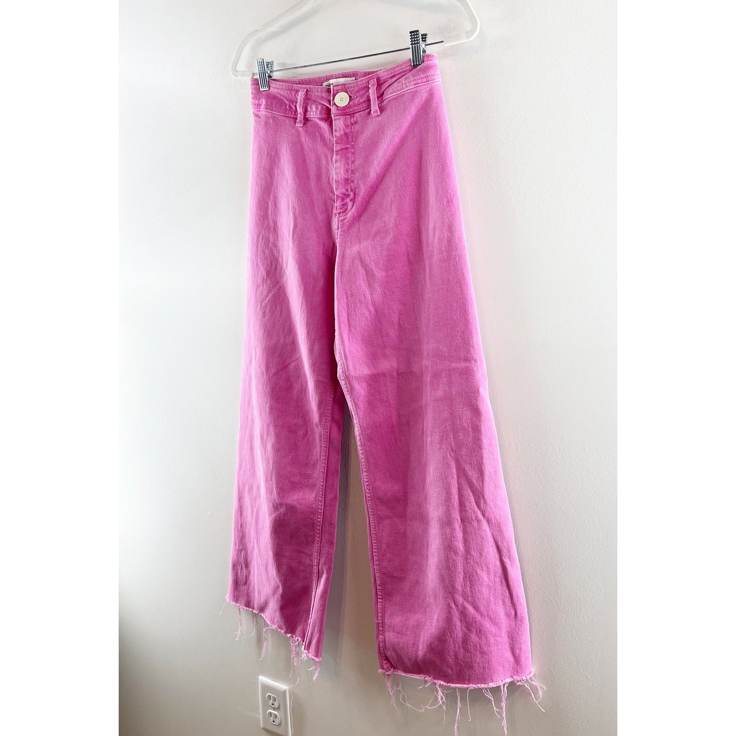 ZARA The Marine Straight Wide Leg High Rise Jeans Pink 6