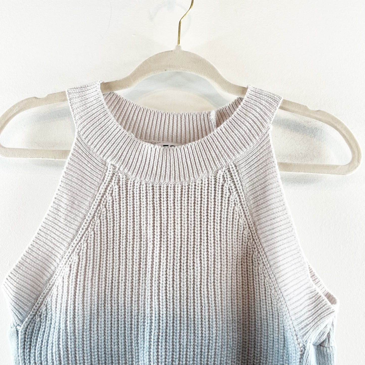 525 America Ribbed Sleeveless Ombre Sweater Tank Top Blue White XS