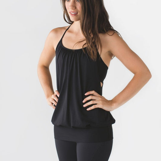 Lululemon No Limits Sleeveless Mesh Long Tank Top with Shelf Bra Black 4