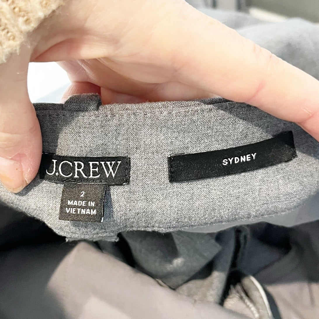 J. Crew Sydney High Rise Wide Leg Cropped Dress Trouser Pants Gray 2