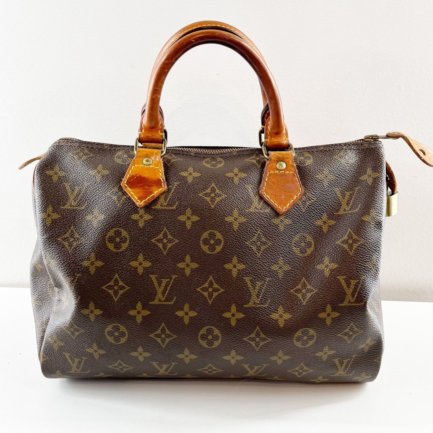 Louis Vuitton Vintage Speedy 30 Top Handle Canvas Monogram LV Bag Purse Brown