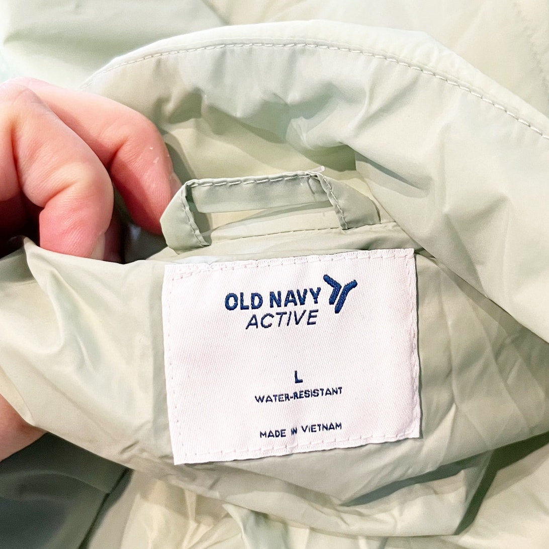 Old Navy Midweight Packable 1/2 Zip Water Resistant Puffer Jacket Green Large
